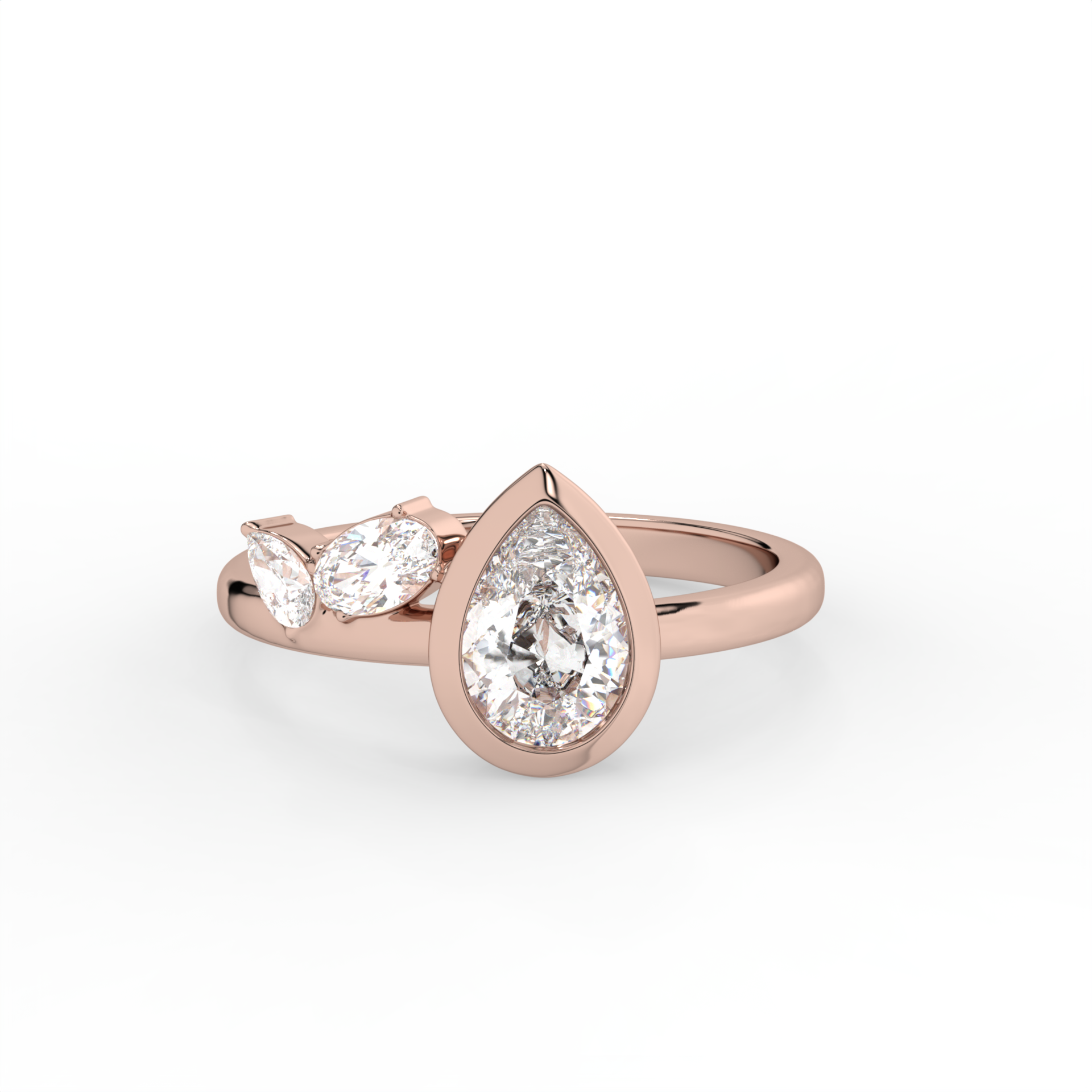 Asymmetric Pear & Oval Bezel Diamond Ring image 4