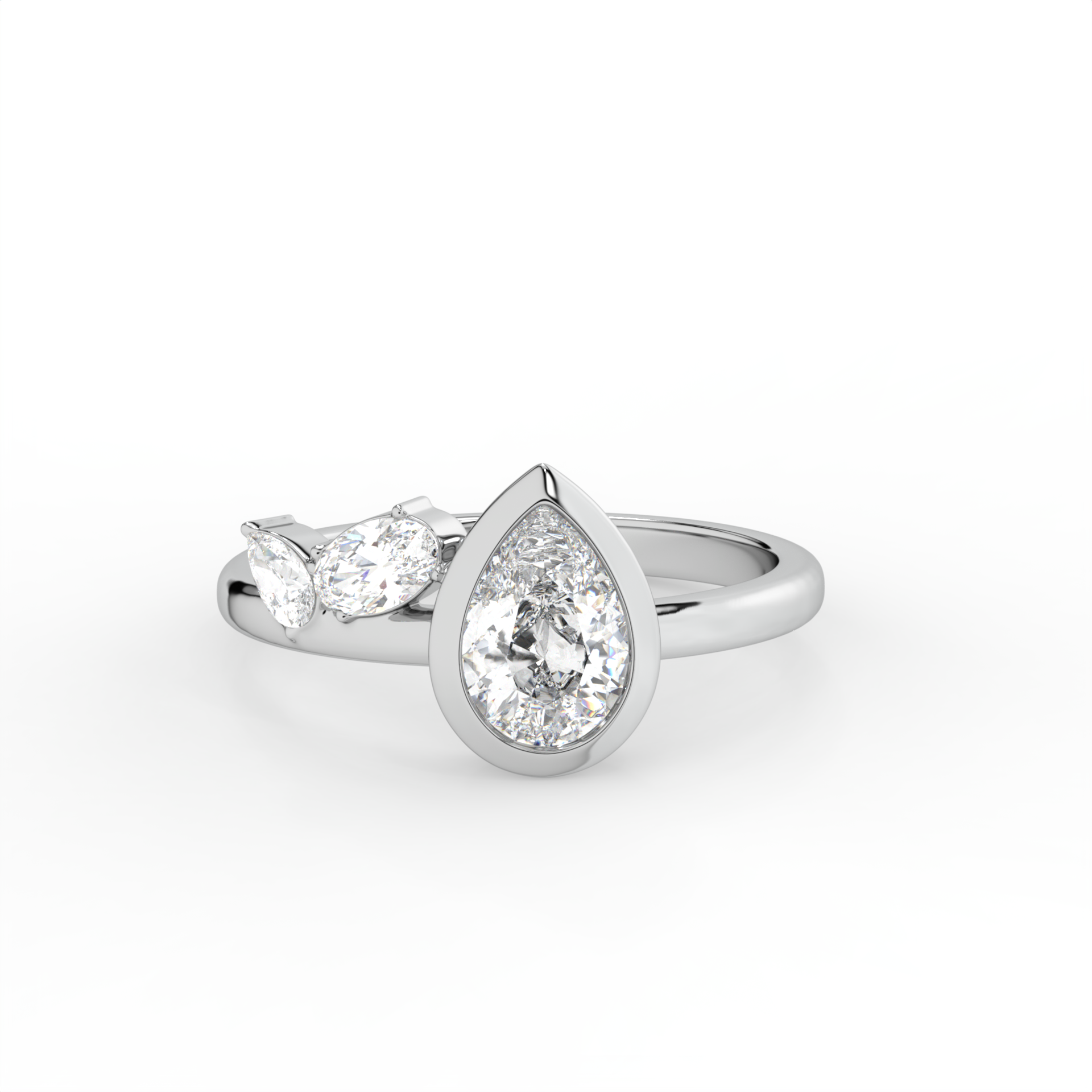Asymmetric Pear & Oval Bezel Diamond Ring image 7