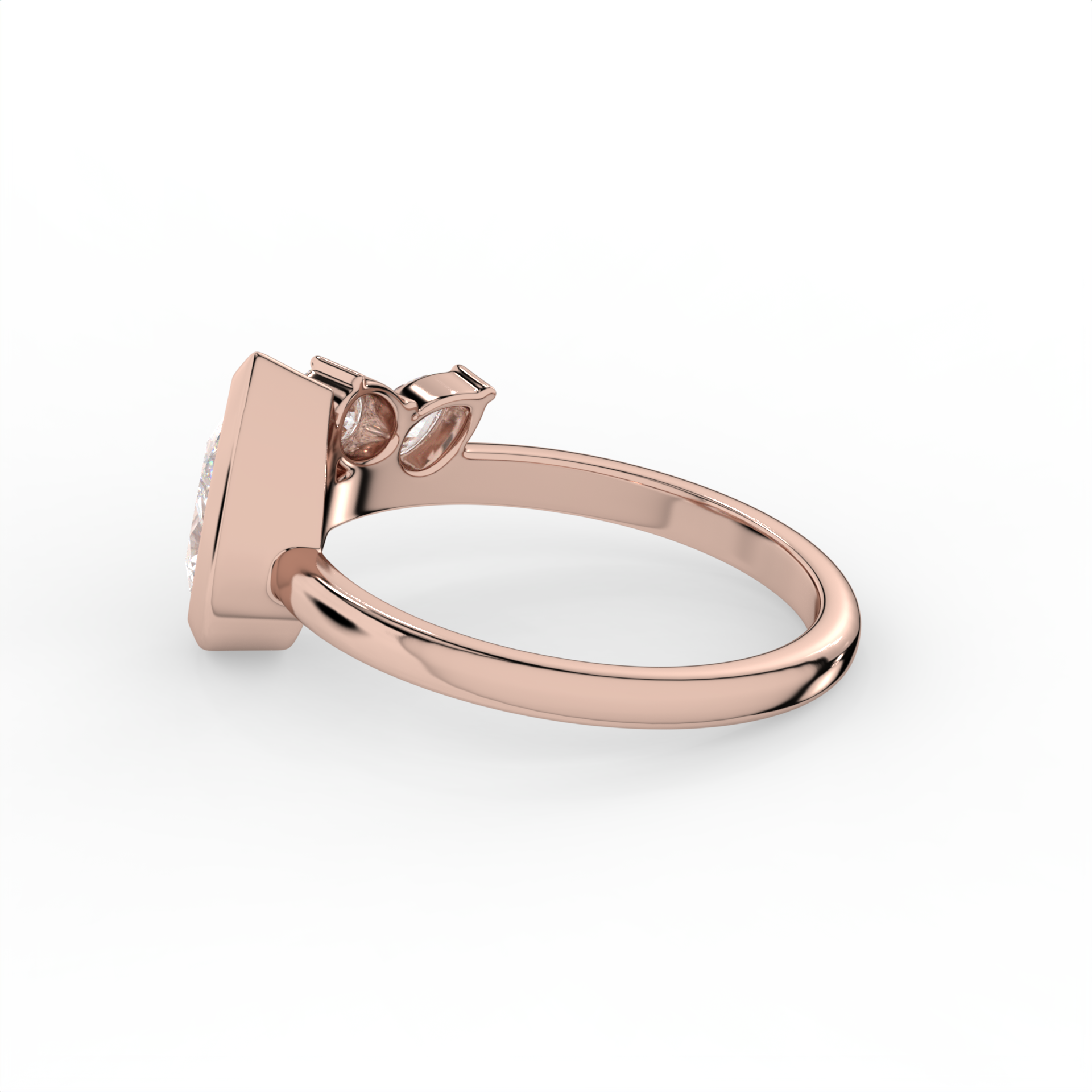 Asymmetric Pear & Oval Bezel Diamond Ring image 5