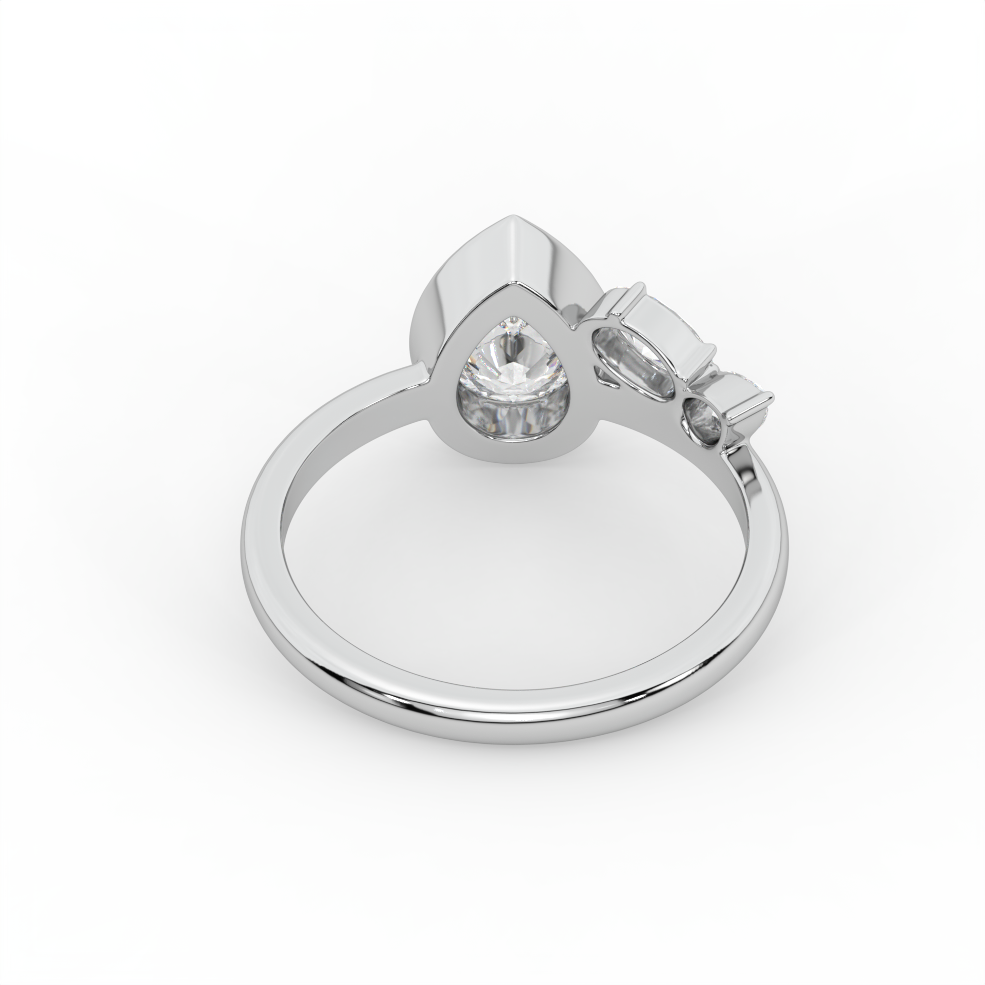 Asymmetric Pear & Oval Bezel Diamond Ring image 9
