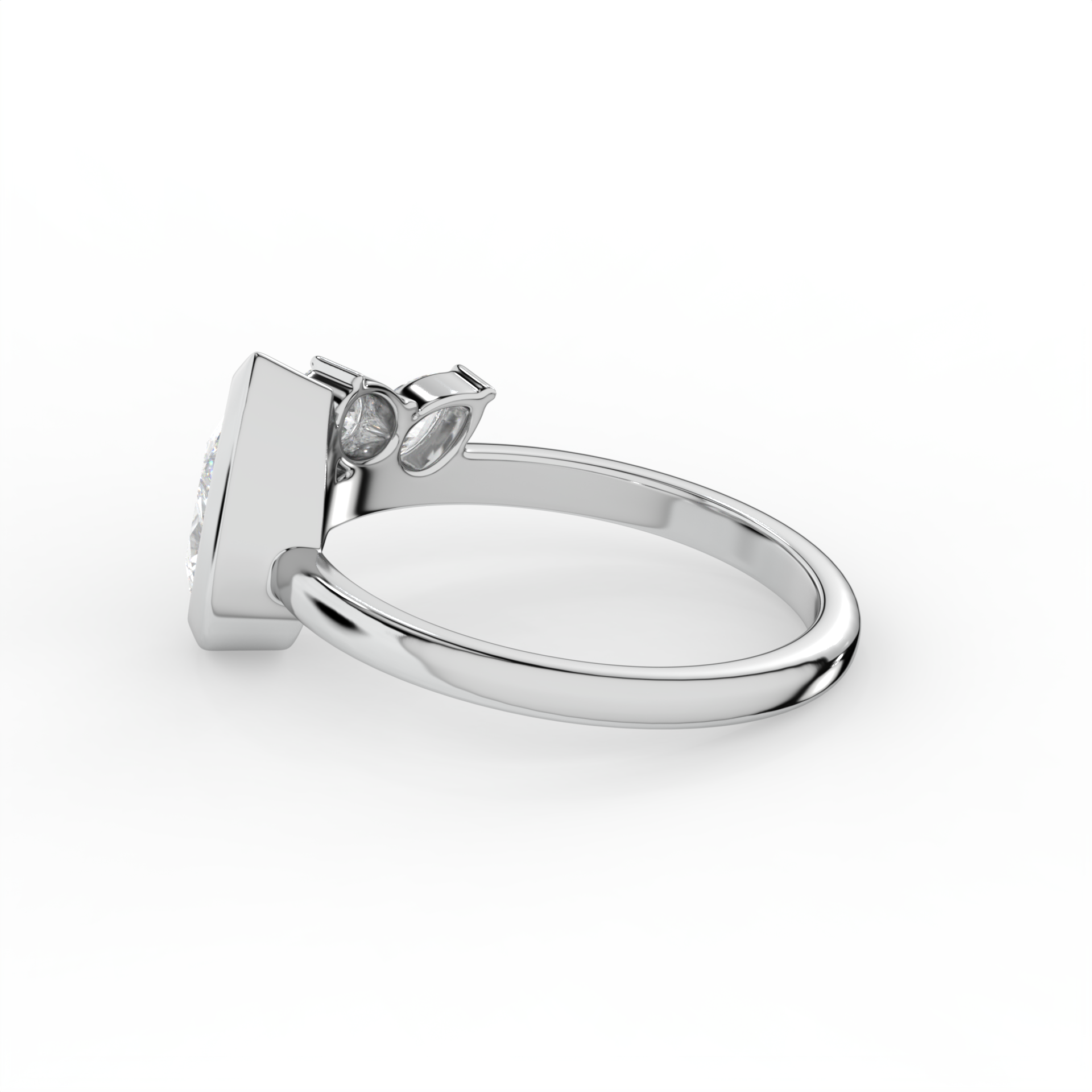 Asymmetric Pear & Oval Bezel Diamond Ring image 8