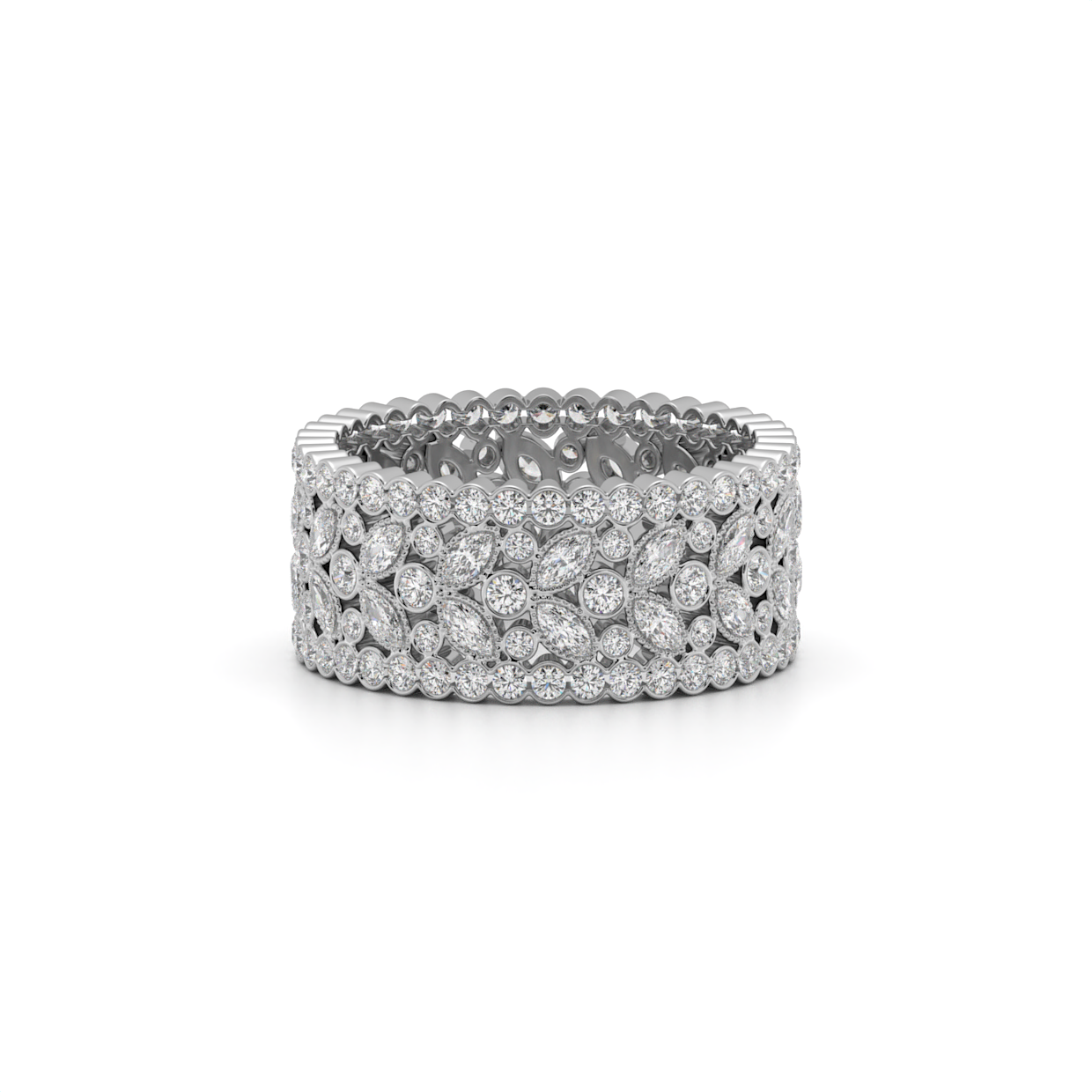 Marquise & Round Diamond Wide Eternity Band Ring image 6
