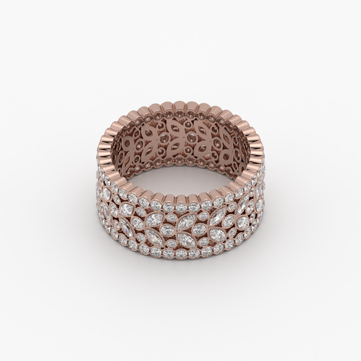 Marquise & Round Diamond Wide Eternity Band Ring image 5