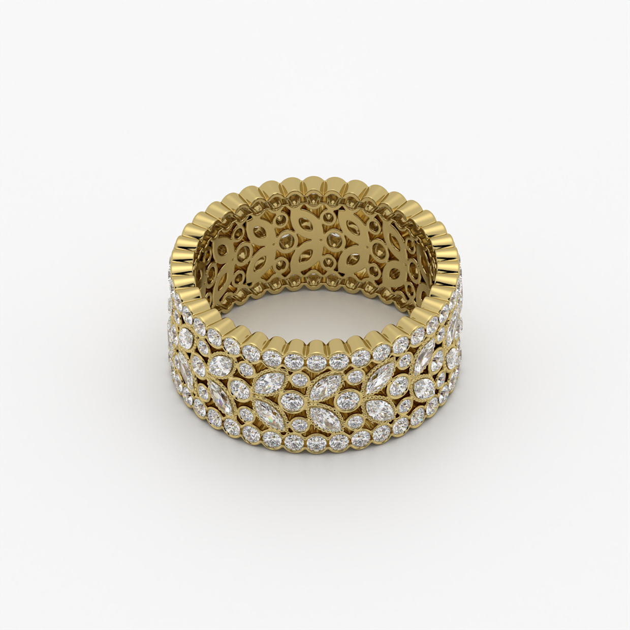 Marquise & Round Diamond Wide Eternity Band Ring image 3