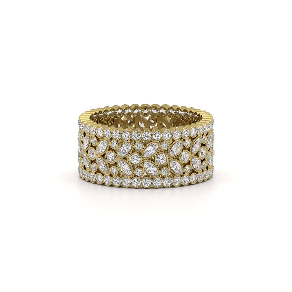 Marquise & Round Diamond Wide Eternity Band Ring image 1