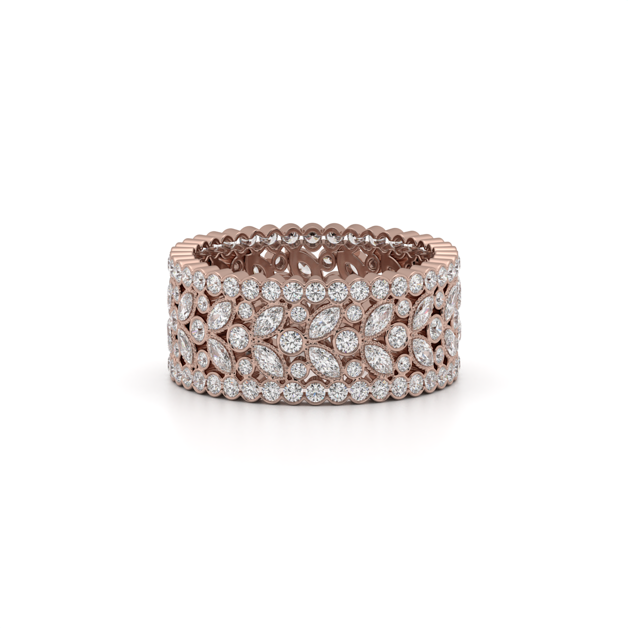 Marquise & Round Diamond Wide Eternity Band Ring image 4