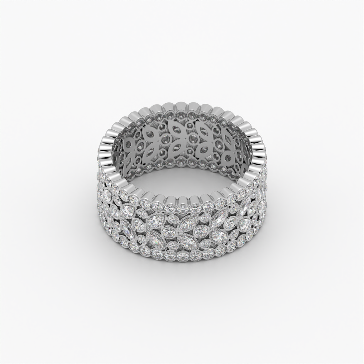 Marquise & Round Diamond Wide Eternity Band Ring image 7