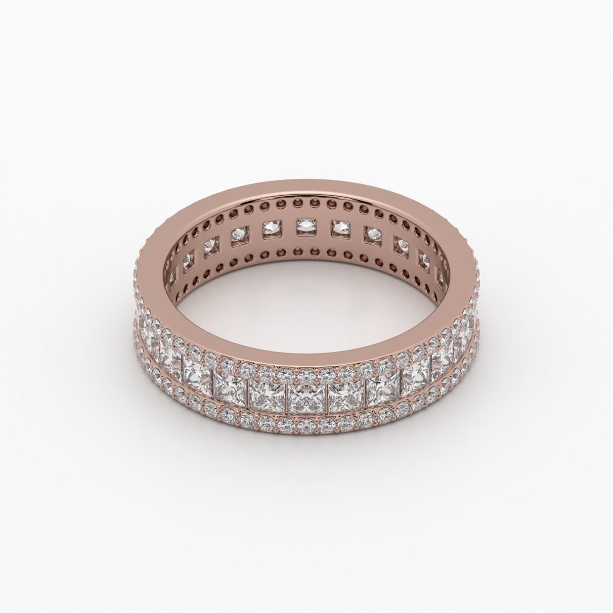 Princess Cut Diamond Triple Row Eternity Band Ring image 7
