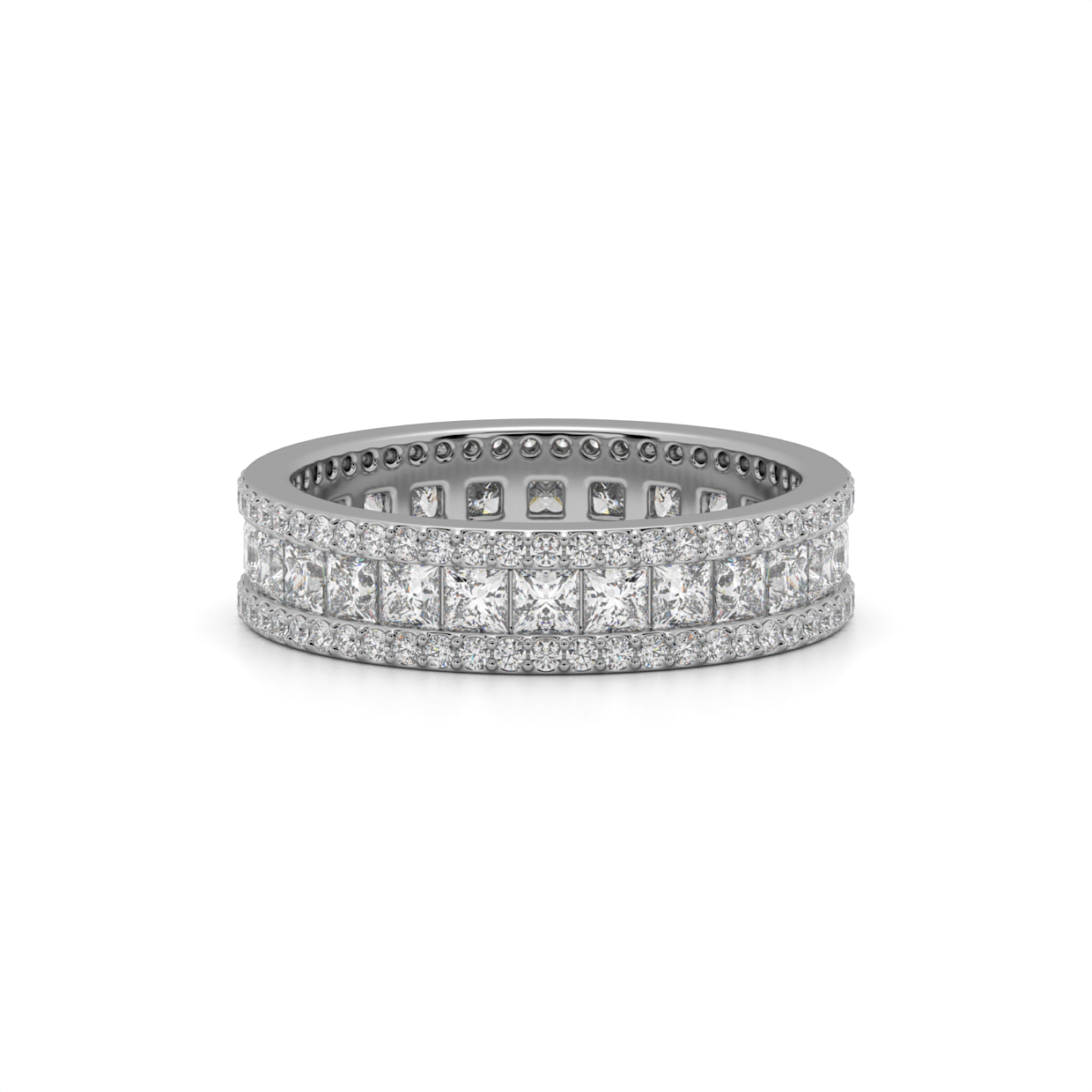 Princess Cut Diamond Triple Row Eternity Band Ring image 9
