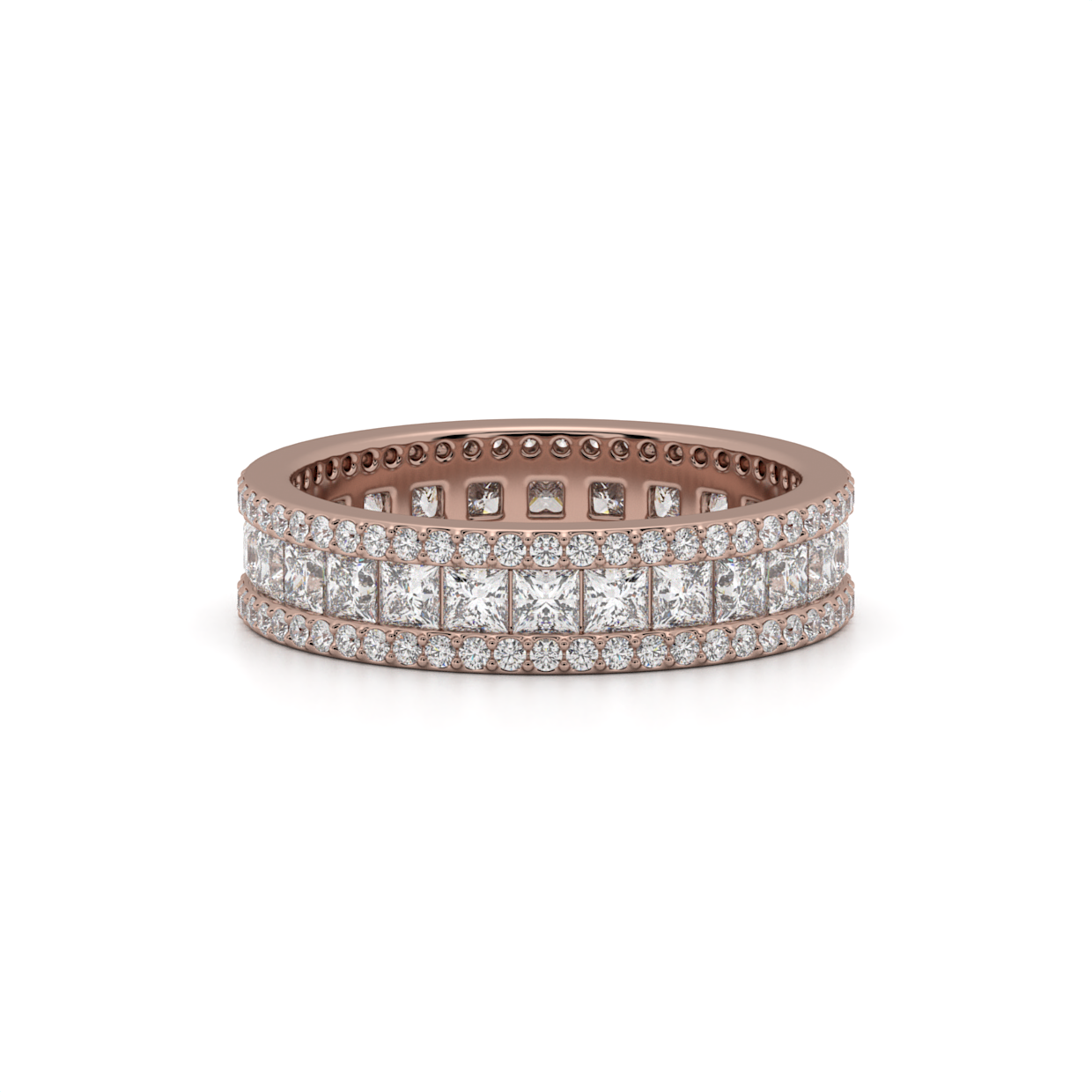 Princess Cut Diamond Triple Row Eternity Band Ring image 5