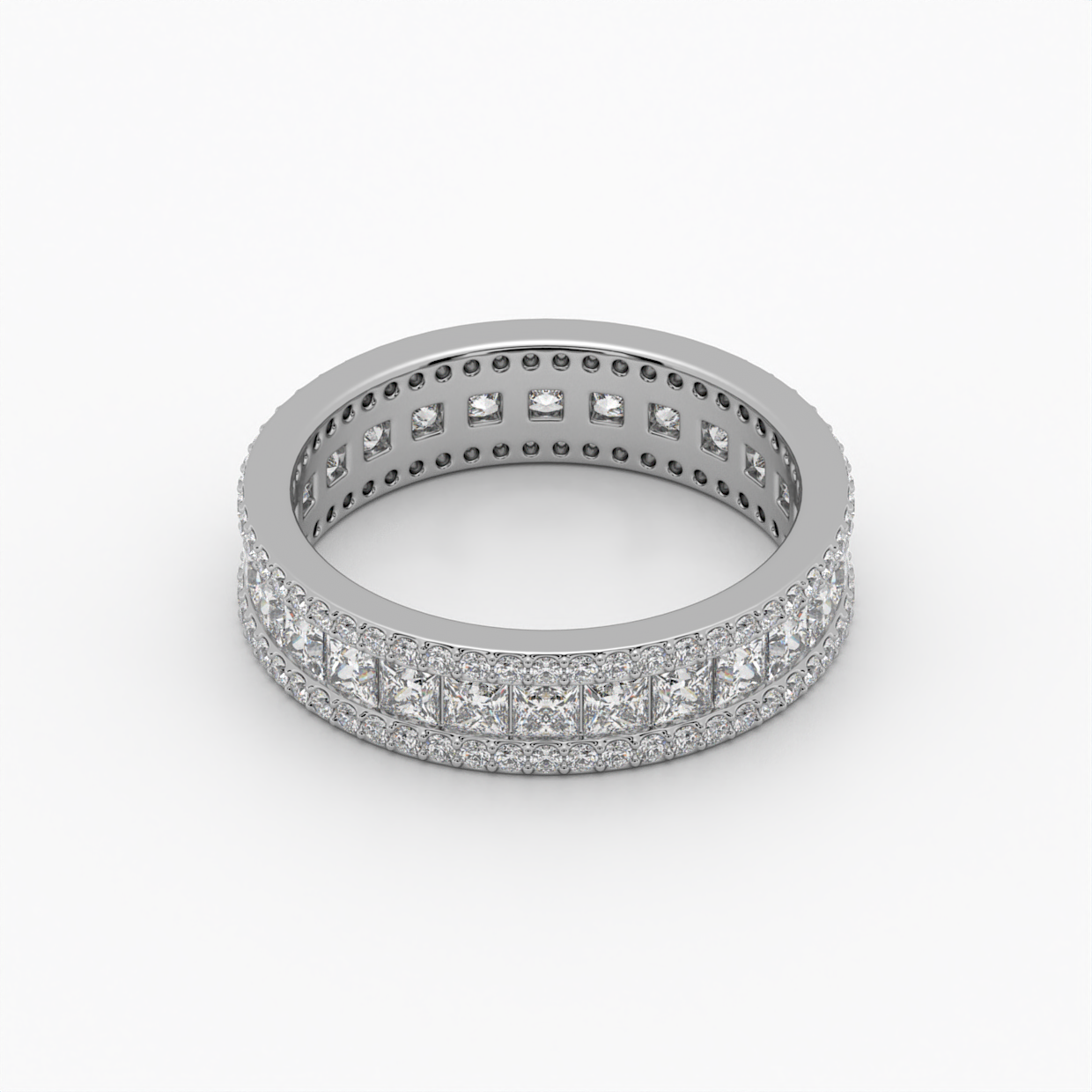 Princess Cut Diamond Triple Row Eternity Band Ring image 8