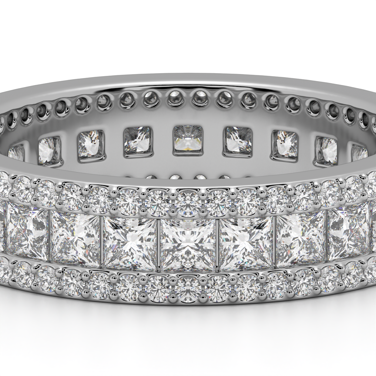 Princess Cut Diamond Triple Row Eternity Band Ring image 10