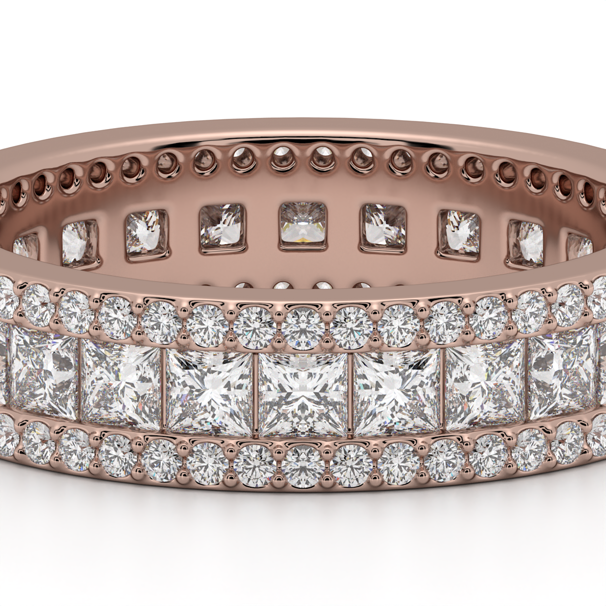 Princess Cut Diamond Triple Row Eternity Band Ring image 6
