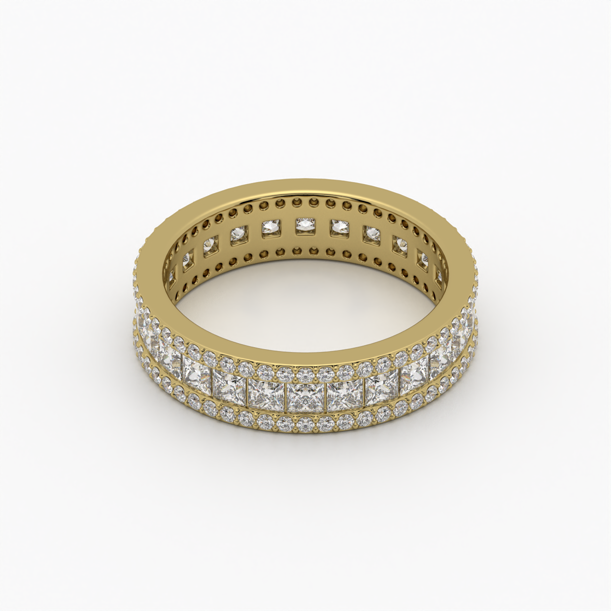 Princess Cut Diamond Triple Row Eternity Band Ring image 4