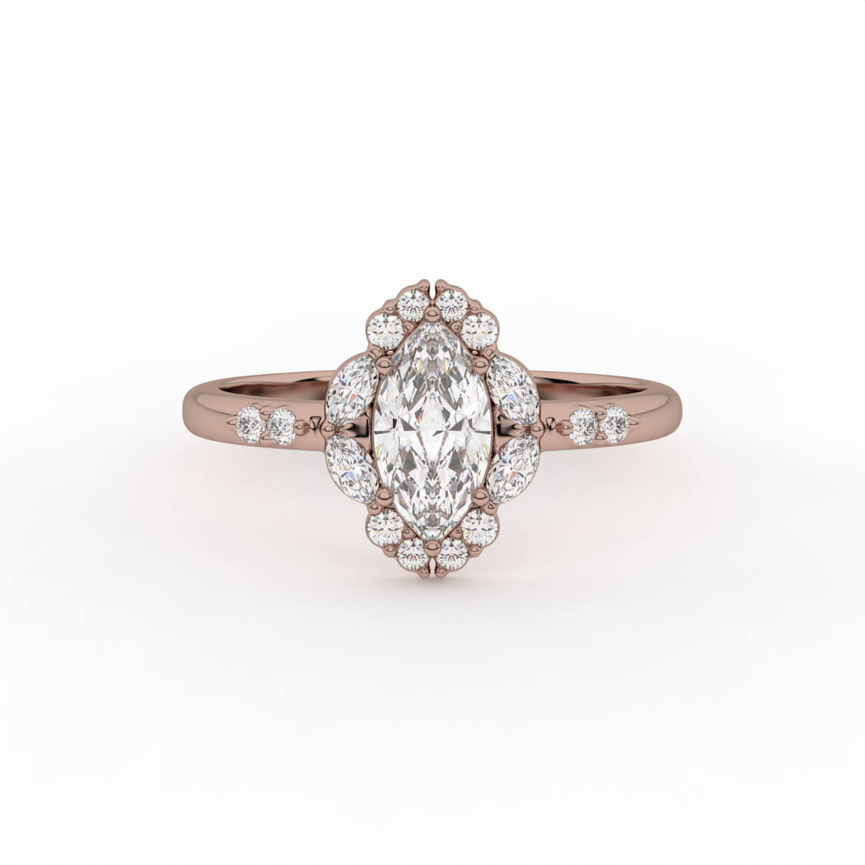 Marquise Diamond Halo Engagement Ring image 5
