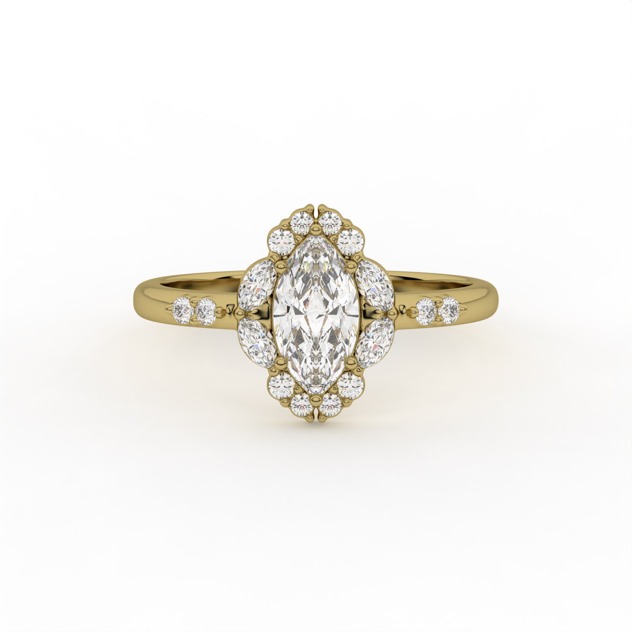 Marquise Diamond Halo Engagement Ring image 1