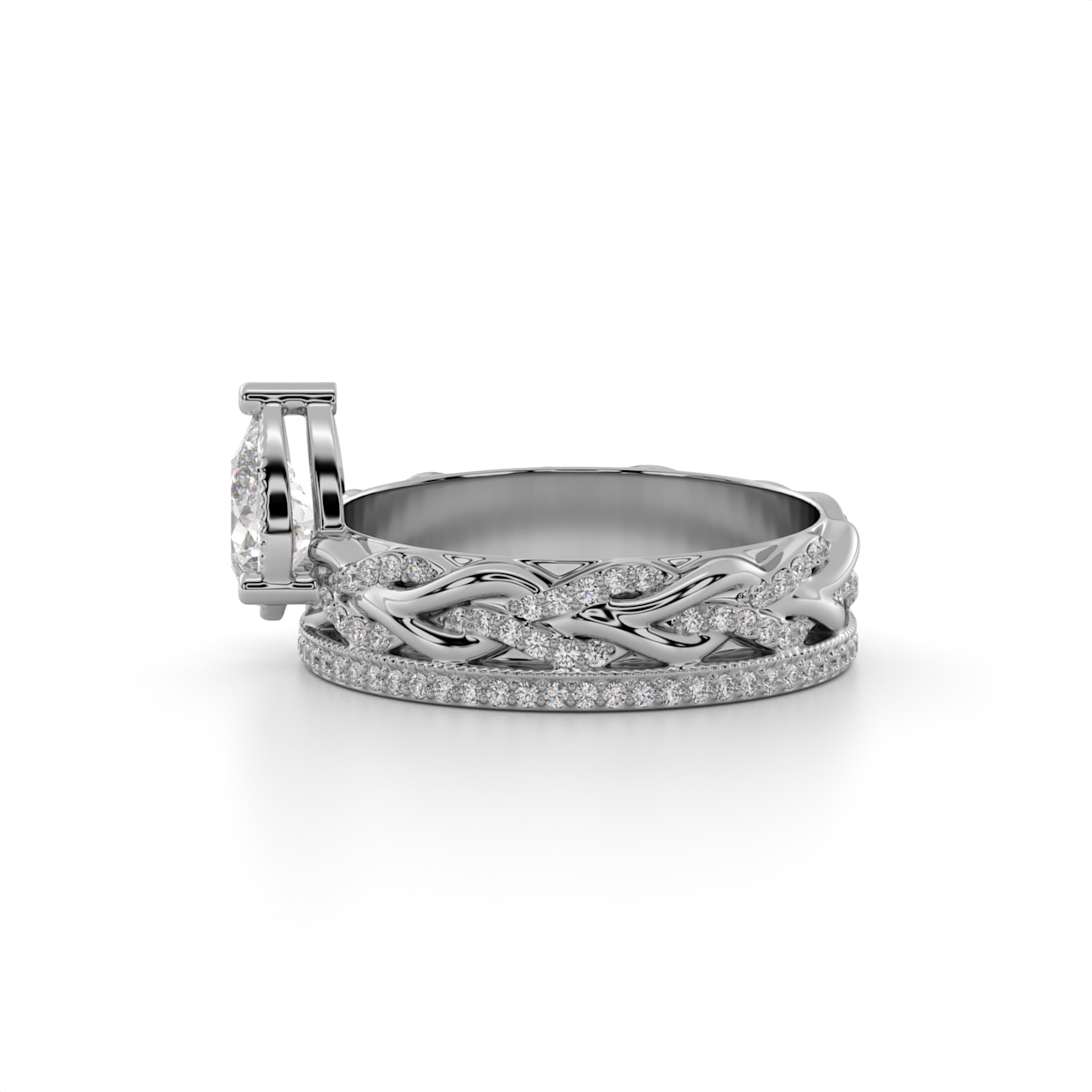 Pear Diamond Vintage Braided Engagement Ring image 9