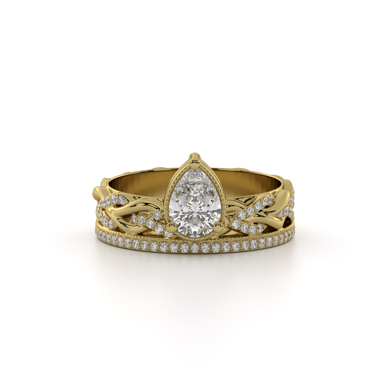 Pear Diamond Vintage Braided Engagement Ring image 1