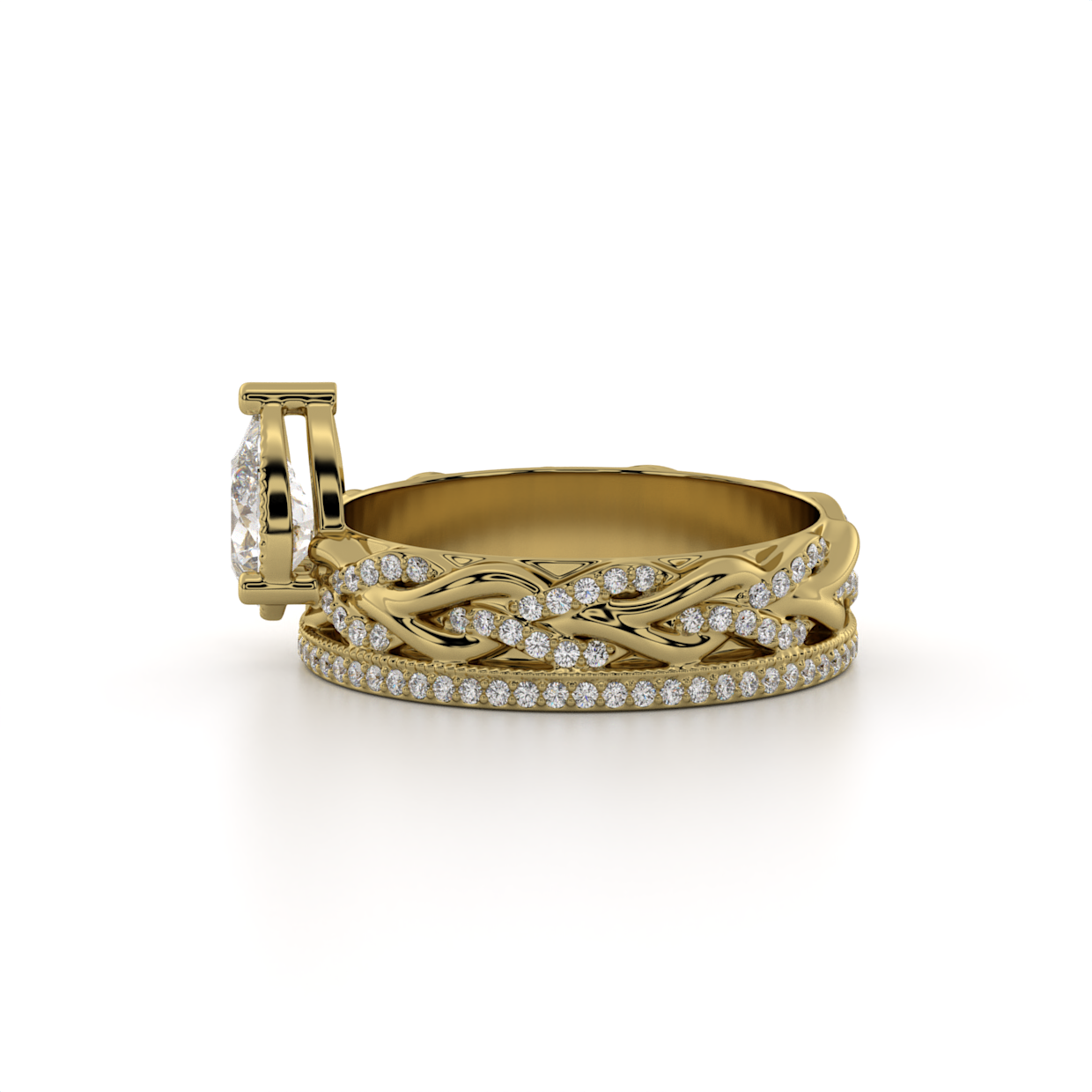 Pear Diamond Vintage Braided Engagement Ring image 3