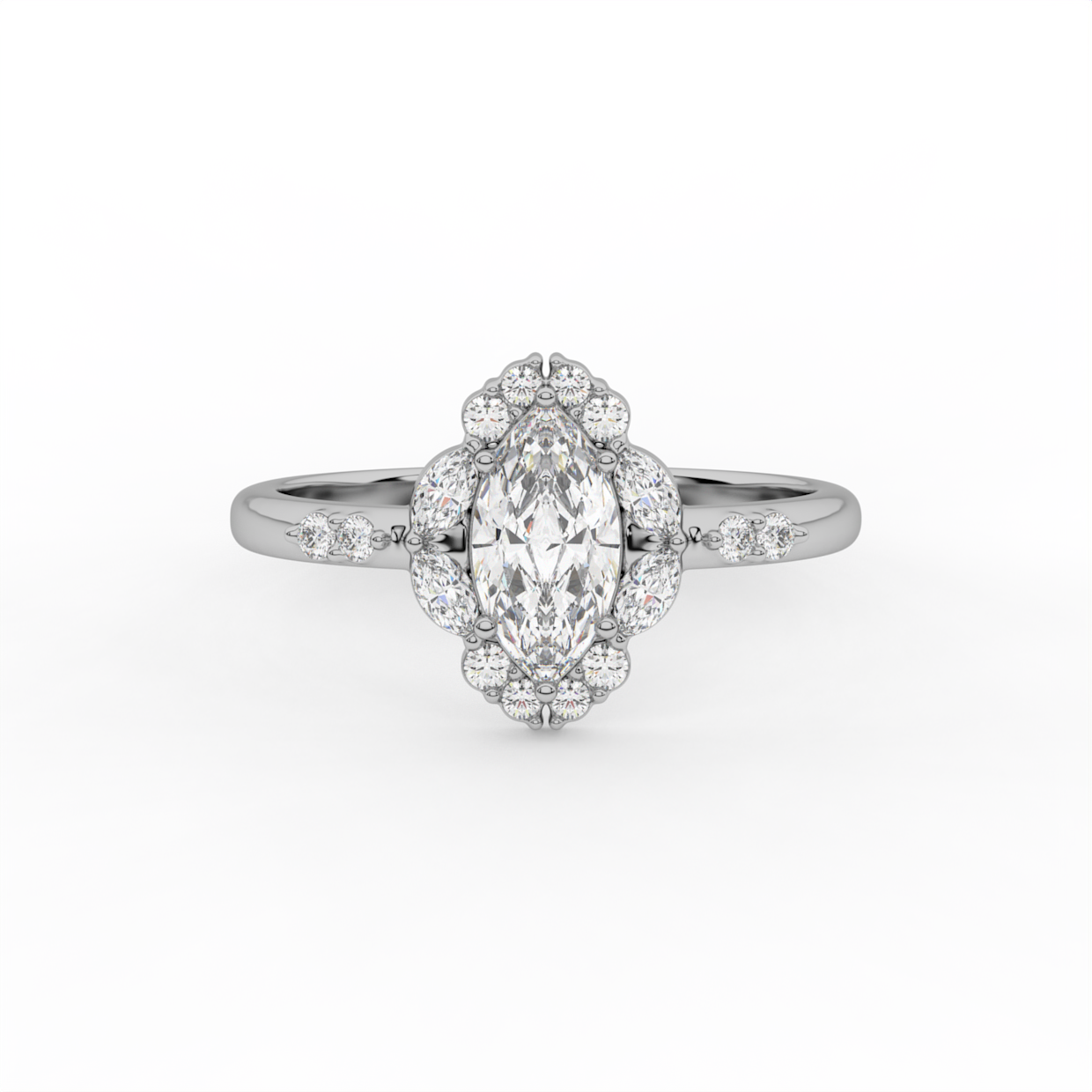 Marquise Diamond Halo Engagement Ring image 8